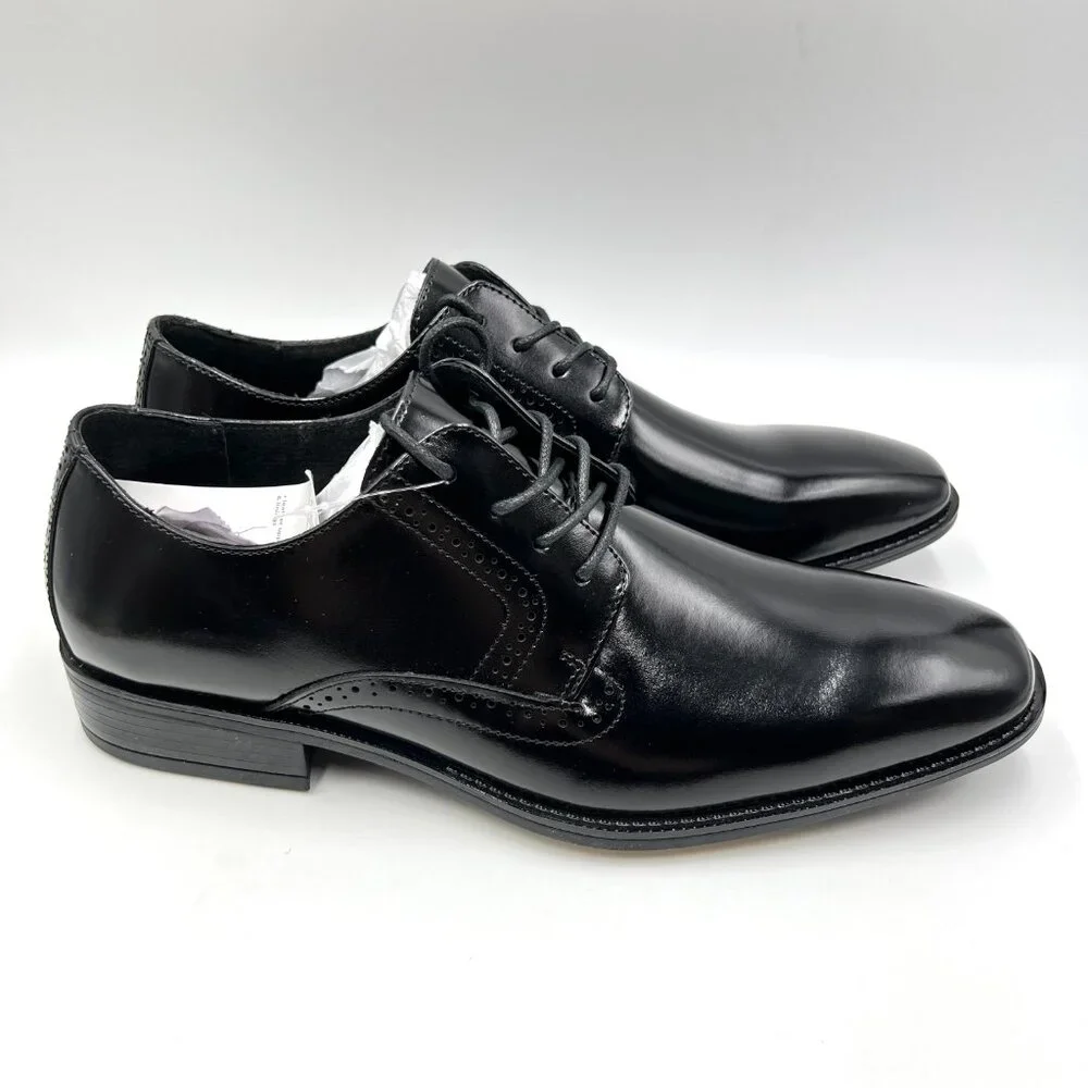 Stacy Adams Mens Size 9 9M Black‎ Leather Slip Resistant Oxfords Dress Shoes